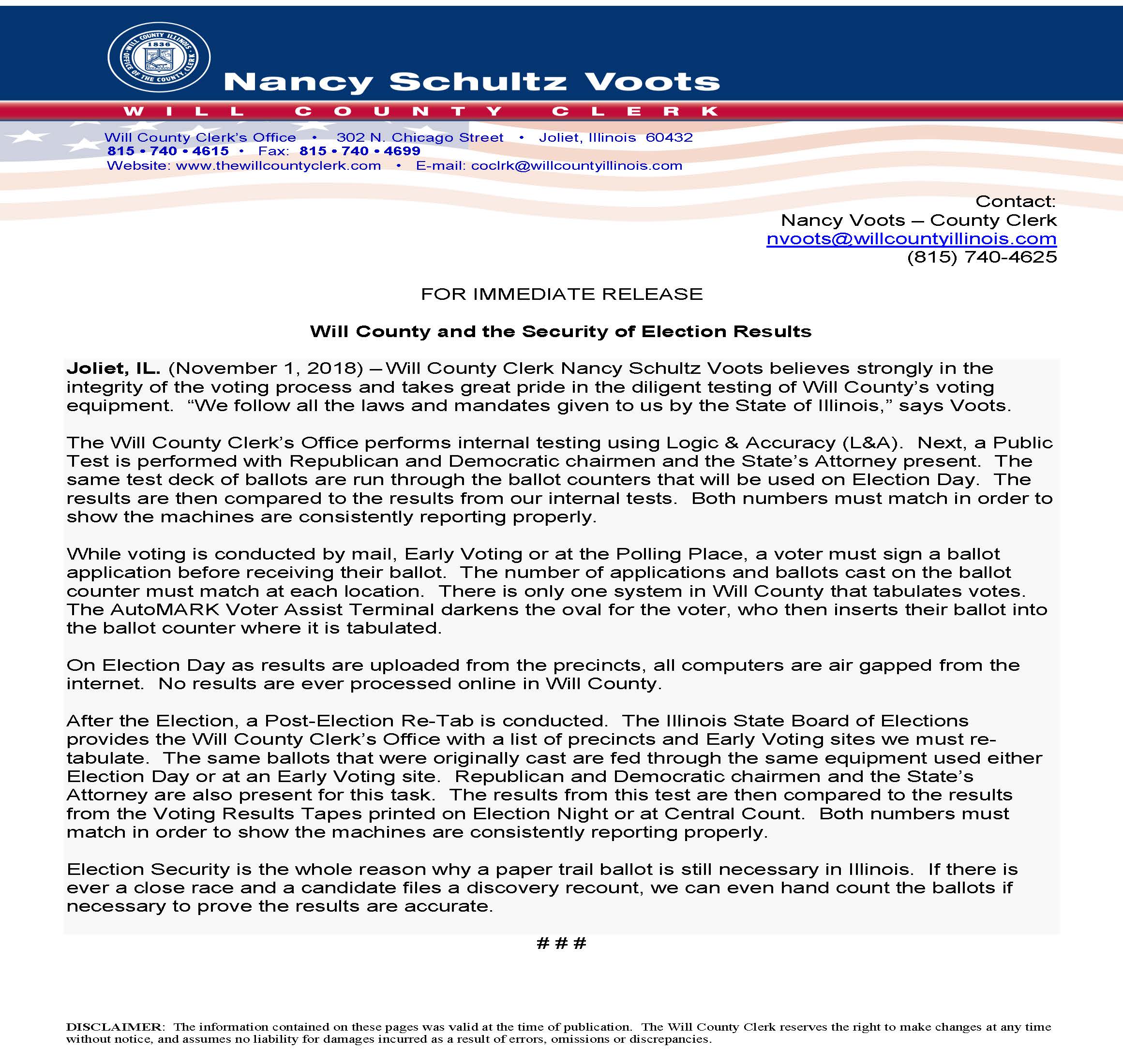 Security of Election 110118