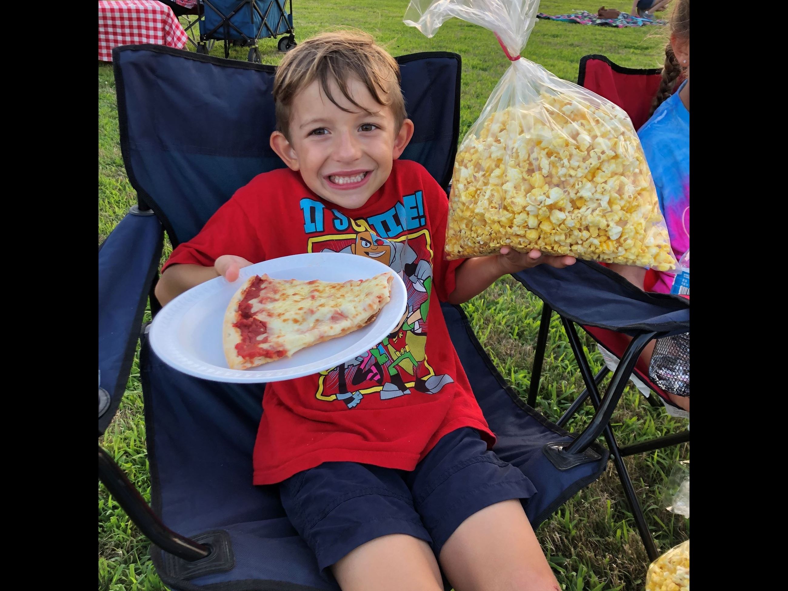 pizza and popcorn