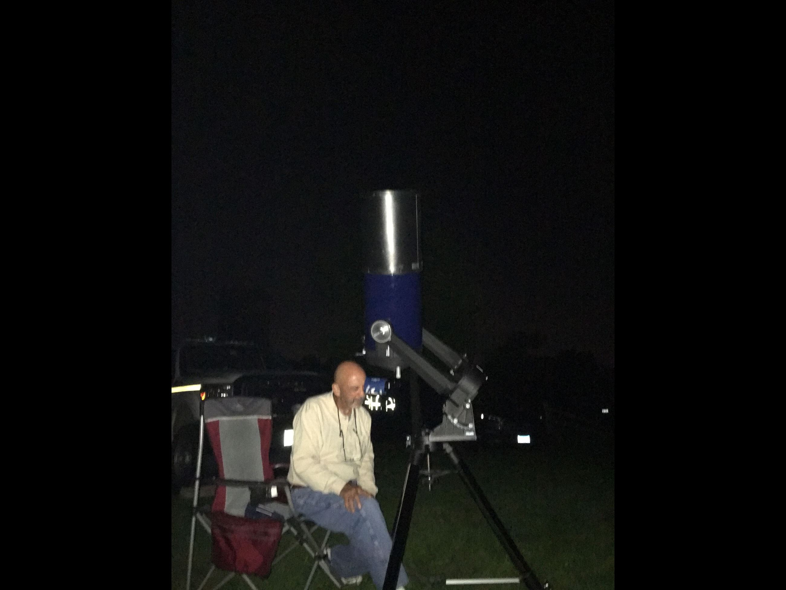 Man with Large Telescope Stargazing 9-14-18