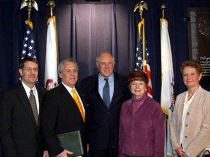 Trustee Russell Knaack, Mayor Jim Daley, Lieutenant Governor Quinn, Trustee Margaret Sabo and Debra 